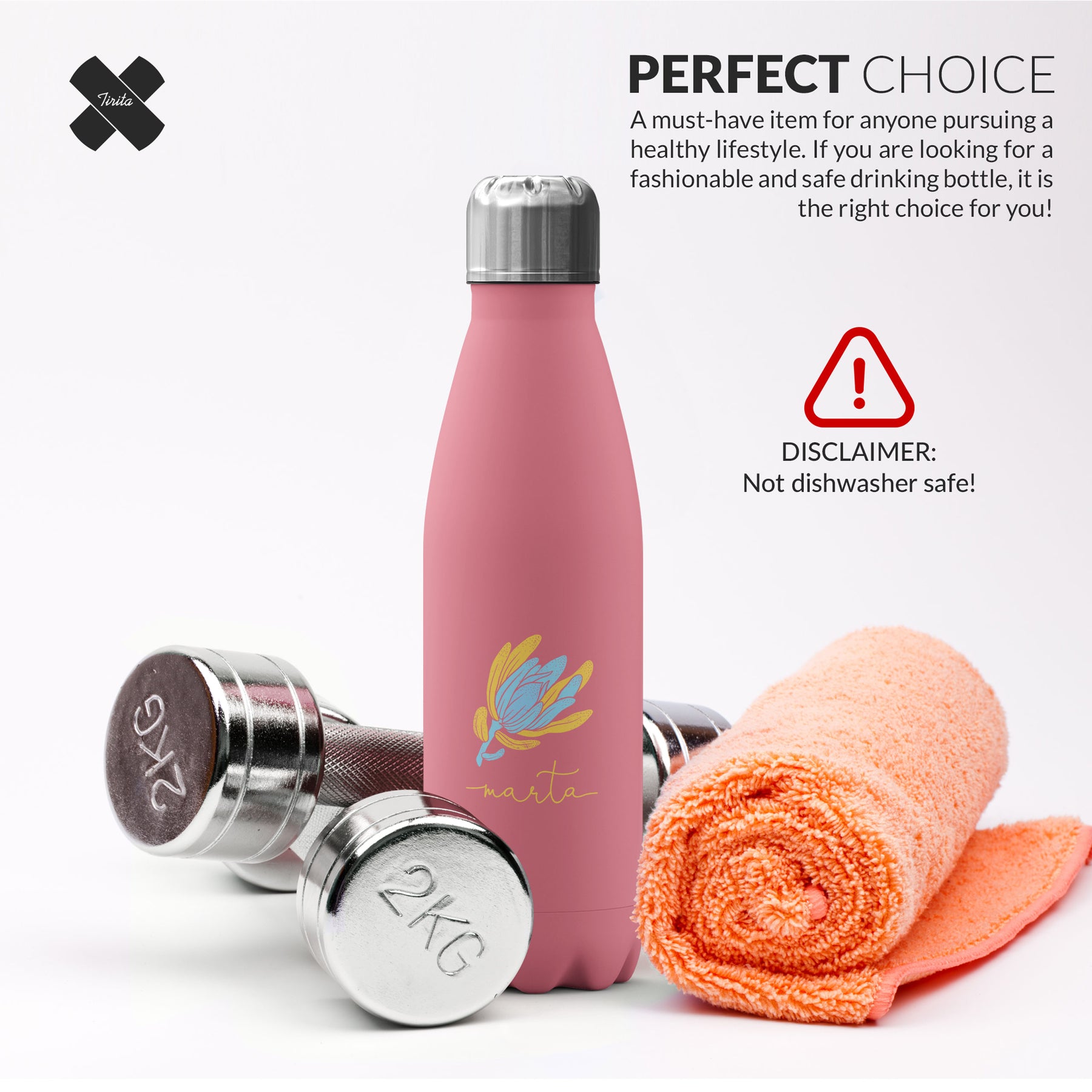 Personalised Water Bottle Exotic Flower