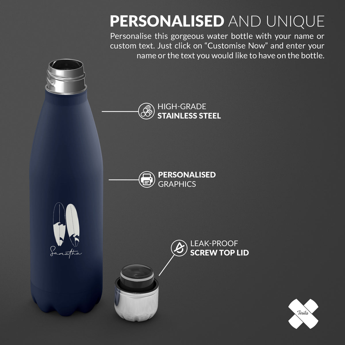 Personalised Water Bottle Time For Surfboard