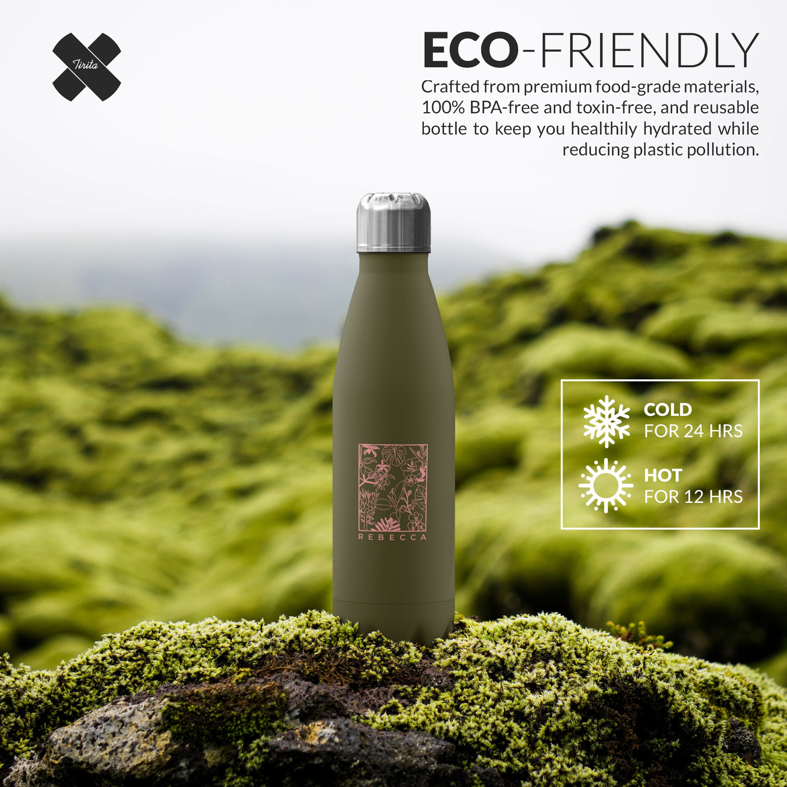 Personalised Water Bottle Tropical Woodland