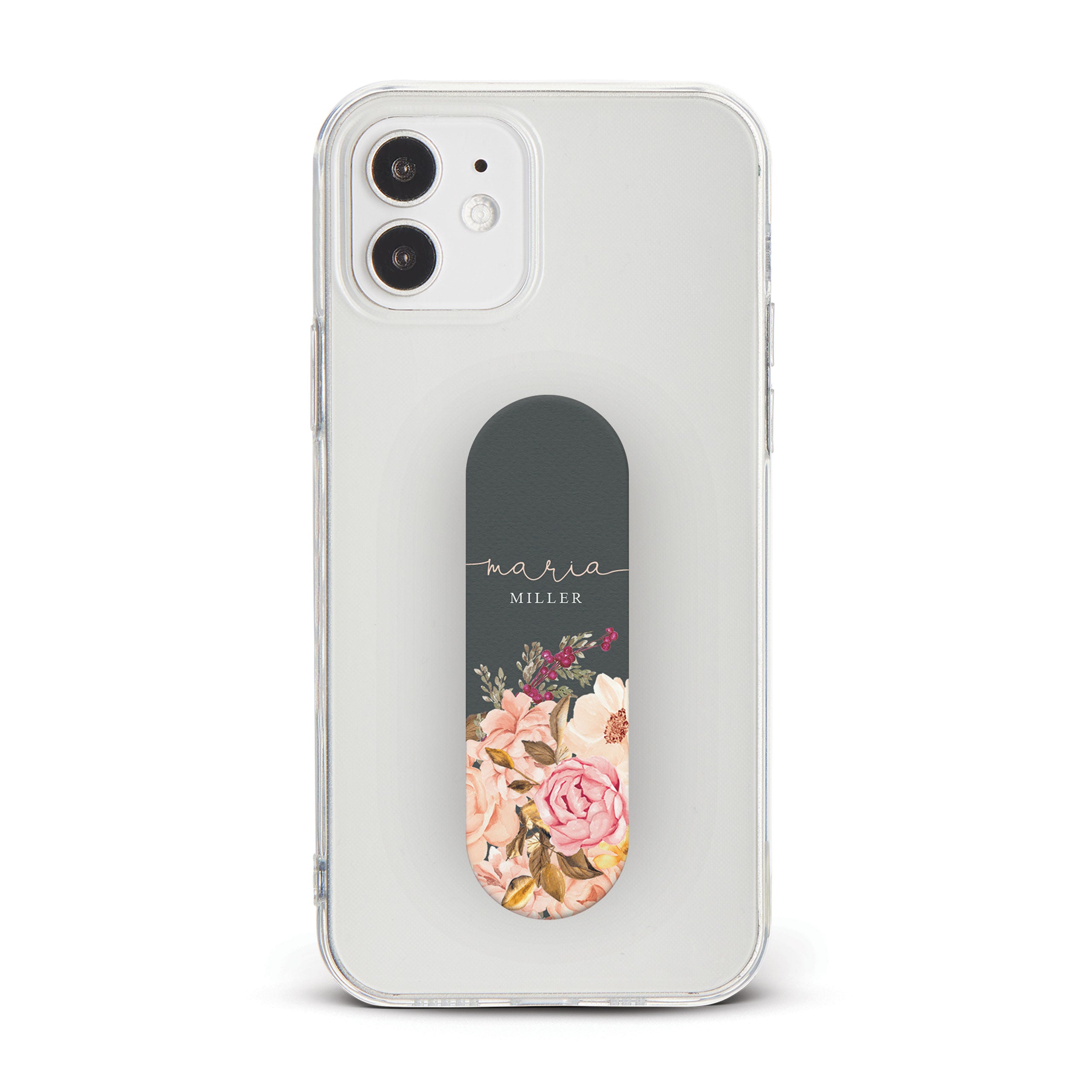 Personalised Phone Grip Holder Finger Strap Floral Vintage English Roses