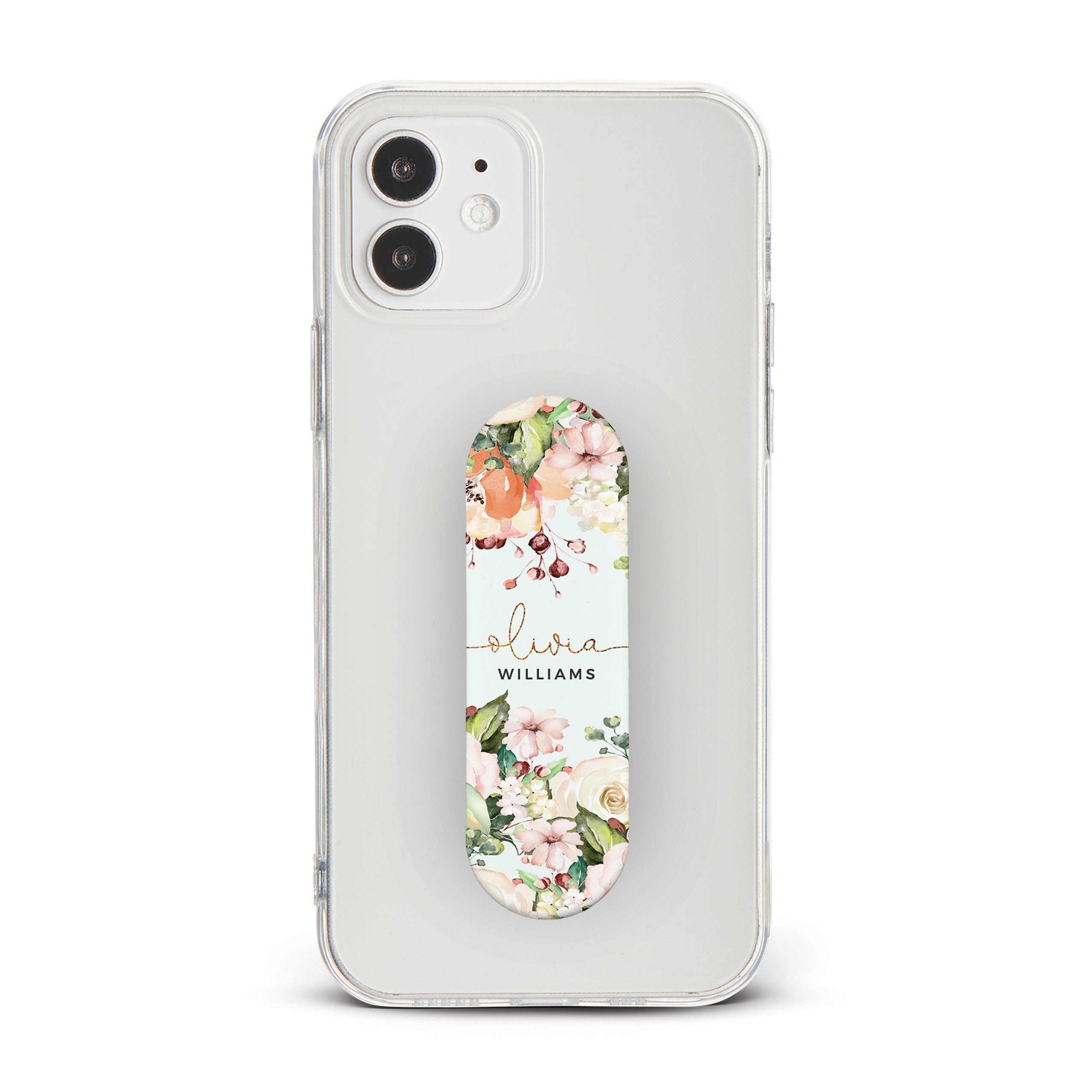 Personalised Phone Grip Holder Finger Strap Floral Gentle Pink Flowers