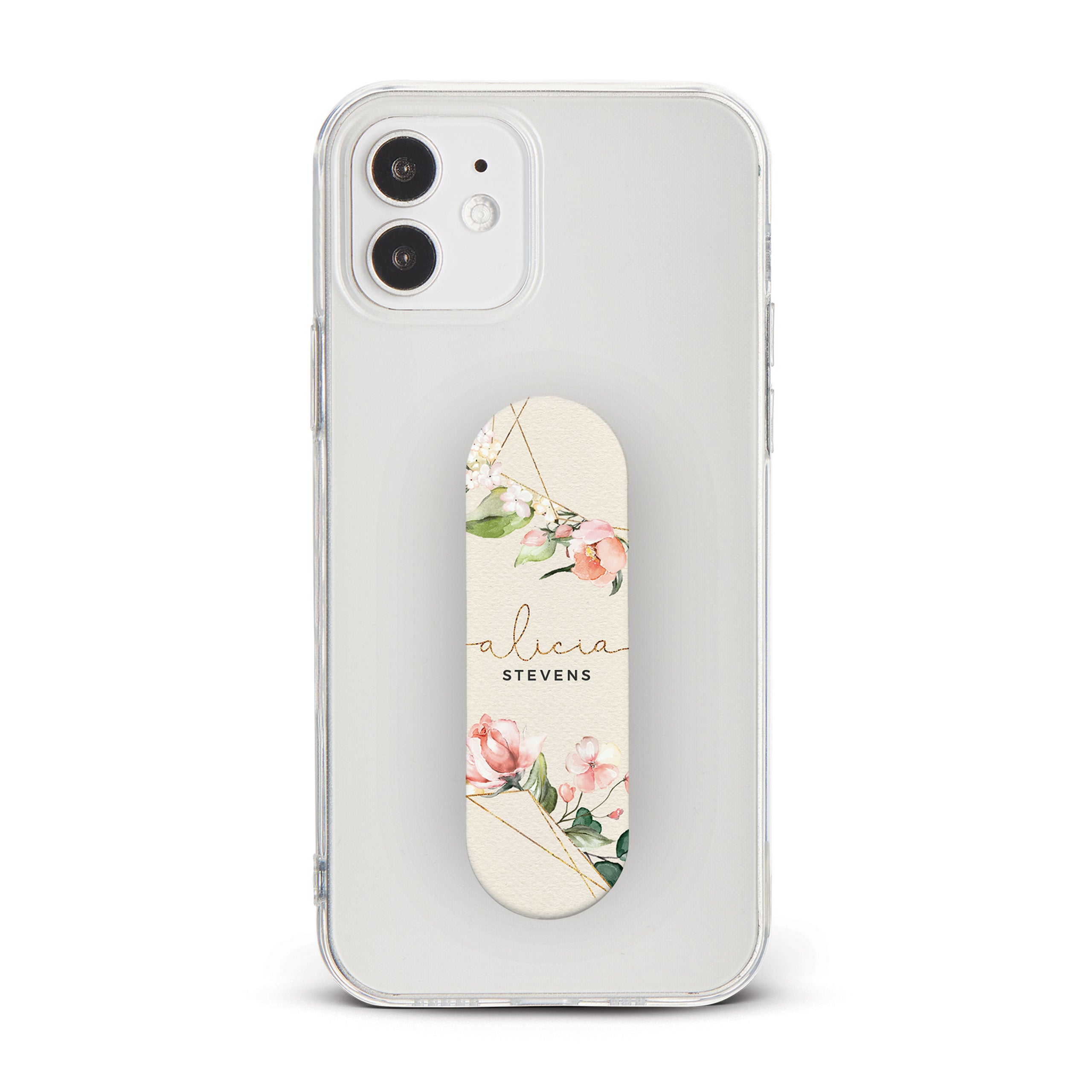 Personalised Phone Grip Holder Finger Strap Floral Pink Blossoms