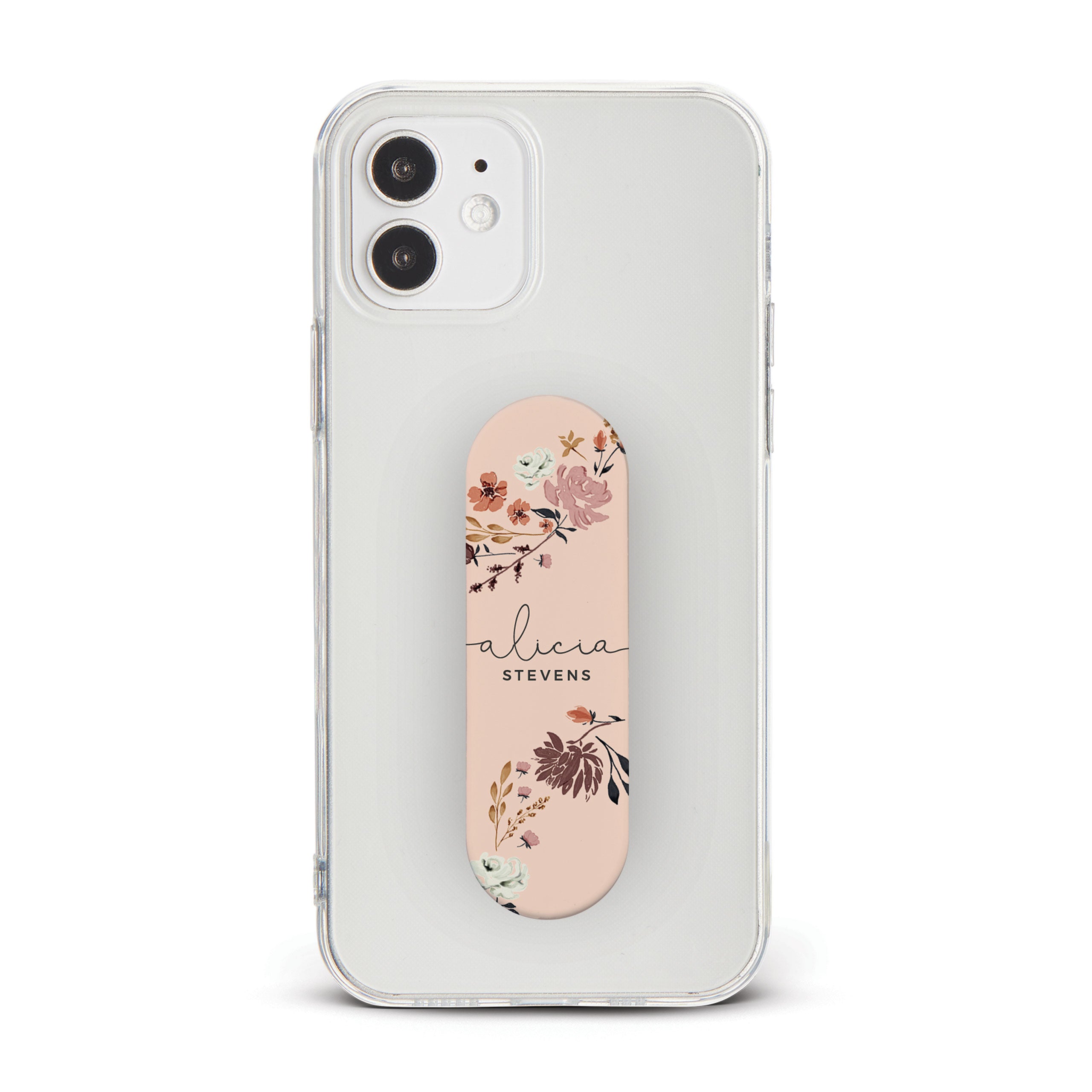 Personalised Phone Grip Holder Finger Strap Floral Blush Wild Flowers Branch