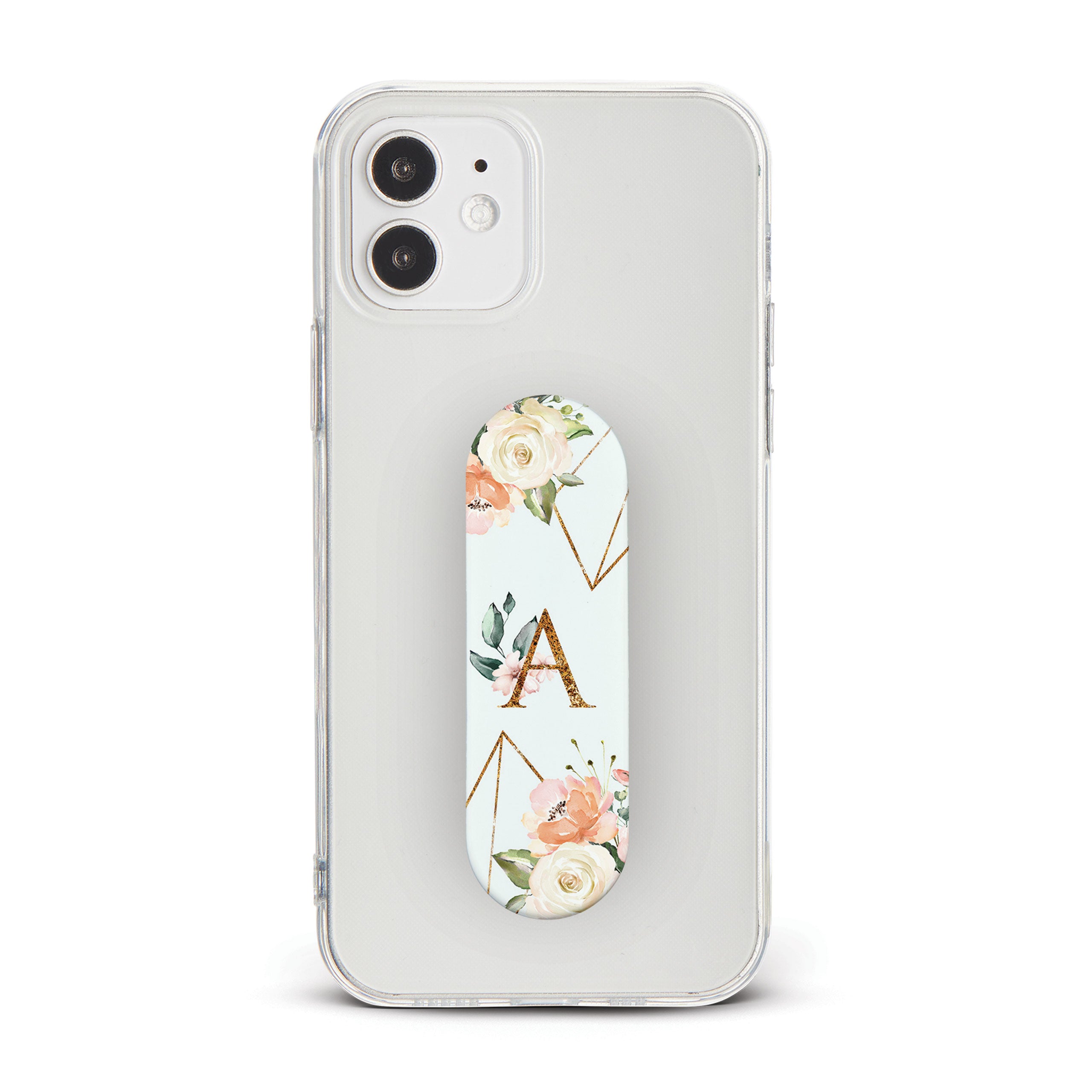 Personalised Phone Grip Holder Finger Strap Floral Gentle Roses Vintage