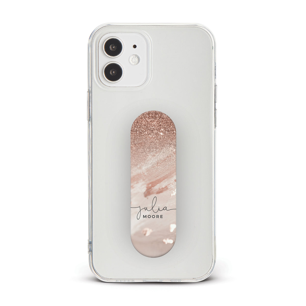 Personalised Phone Grip Holder Finger Strap Marble Beige Ombre