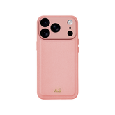 Personalised leather iPhone case in Pink with gold embossed initials