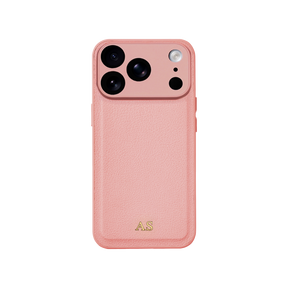 Personalised leather iPhone case in Pink with gold embossed initials