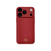 Personalised leather iPhone case in Red with gold embossed initials