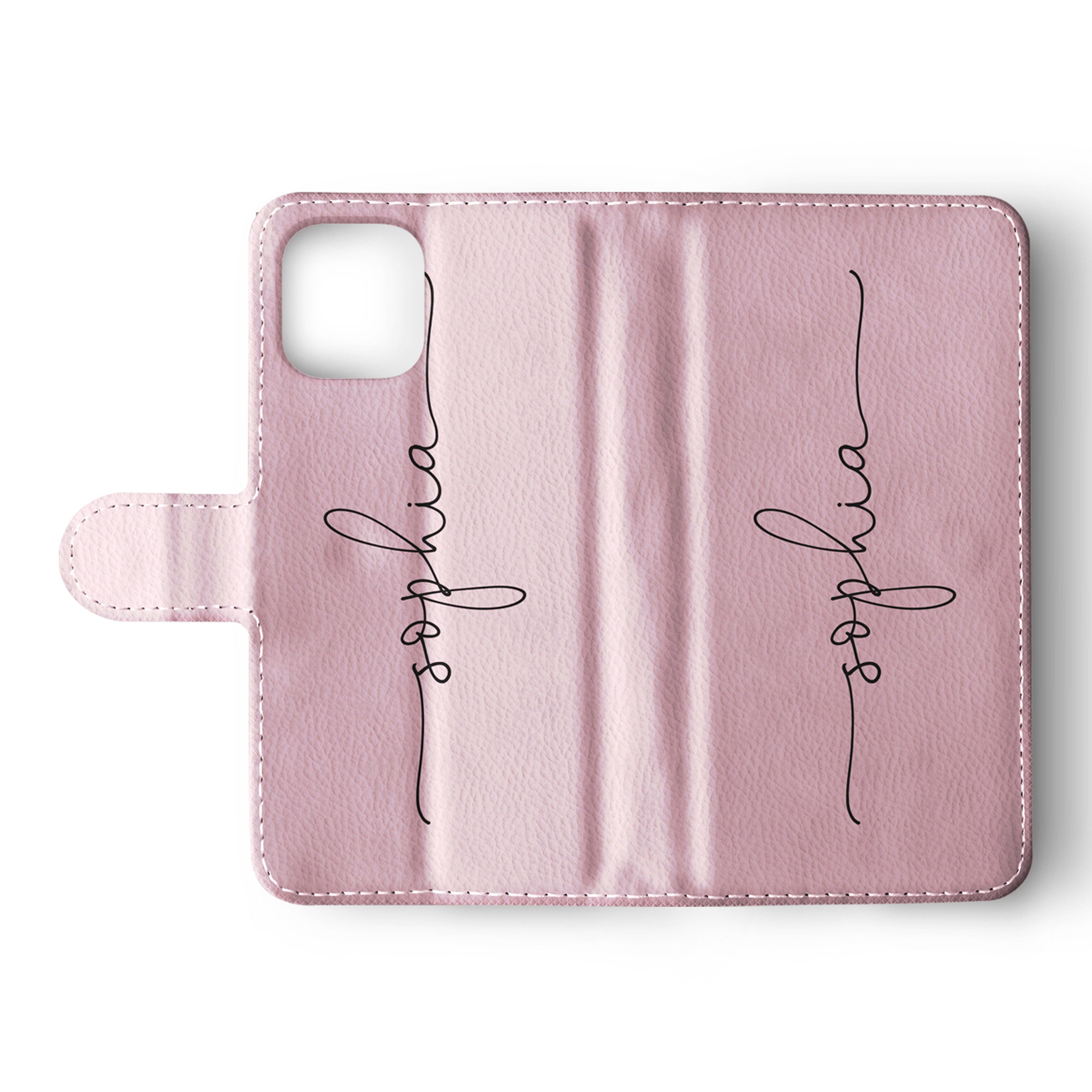 Personalised Wallet Flip Phone Case Custom Name Name Handwritten on Pink