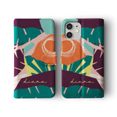 Personalised Wallet Flip Phone Case Custom Name Funky Floral Aesthetic Abstract Sunset