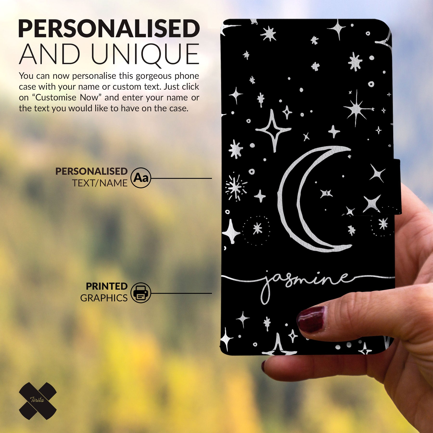 Personalised Wallet Flip Phone Case Custom Name Space Stars Constellations