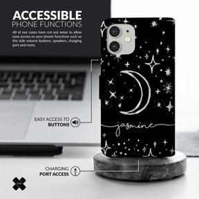 Personalised Wallet Flip Phone Case Custom Name Space Stars Constellations