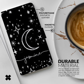 Personalised Wallet Flip Phone Case Custom Name Space Stars Constellations