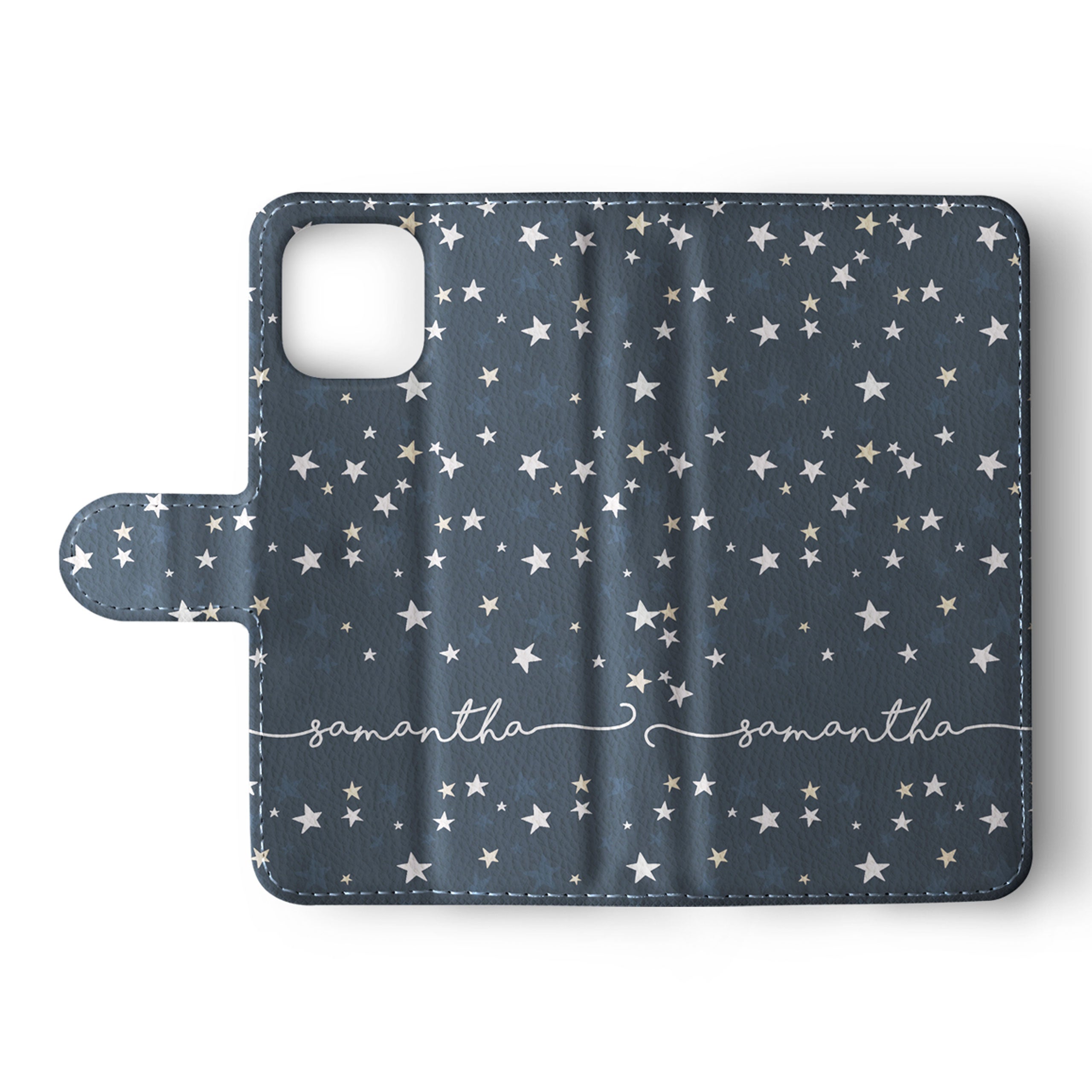 Personalised Wallet Flip Phone Case Custom Name Starry Night Sky Stars