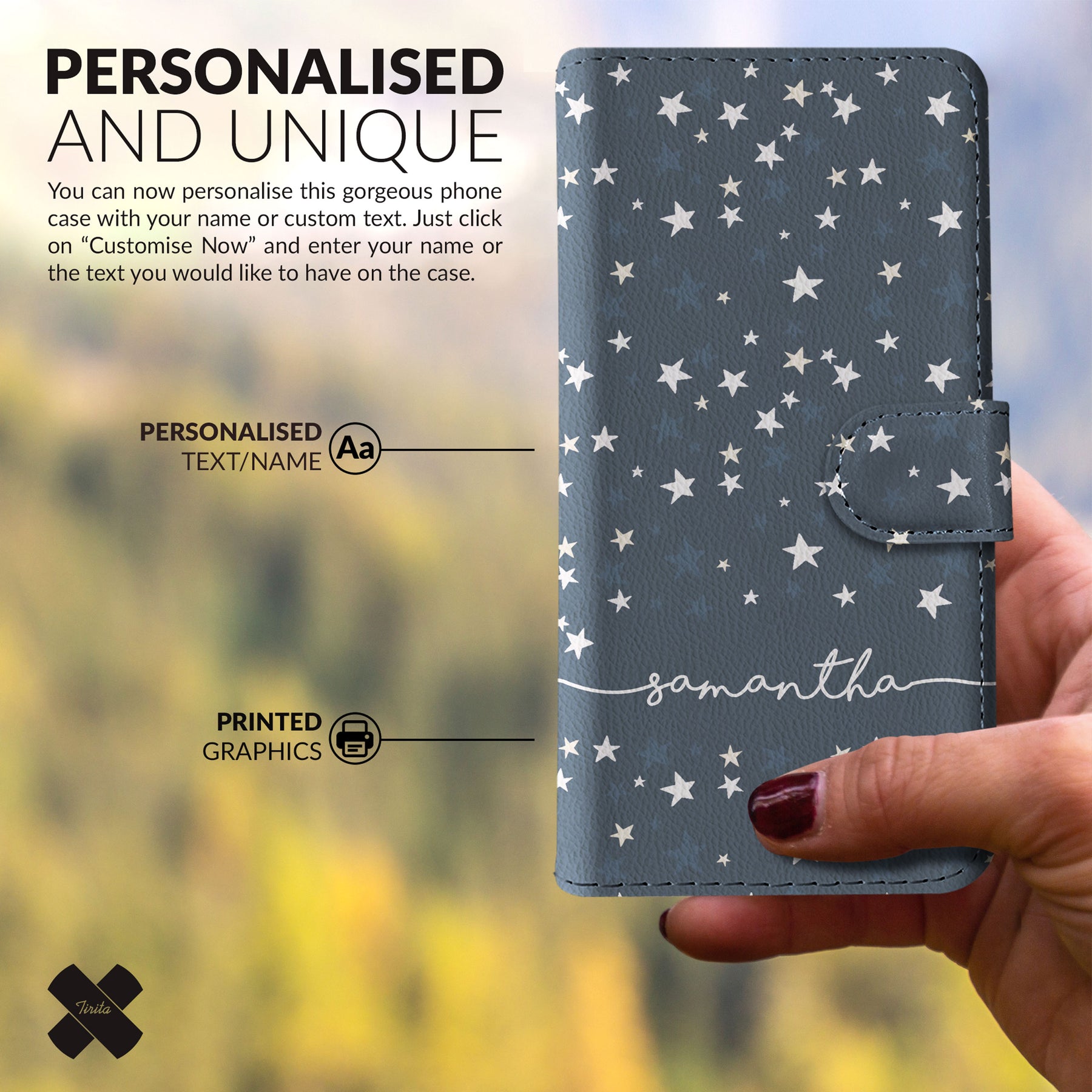 Personalised Wallet Flip Phone Case Custom Name Starry Night Sky Stars