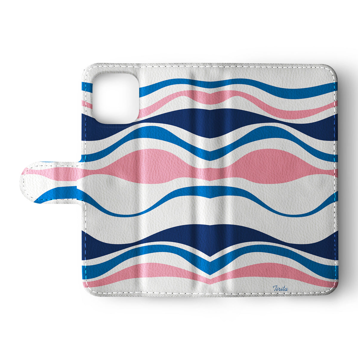 Wallet Flip Phone Case Pastel Wavy Pink Marine Blue Waves