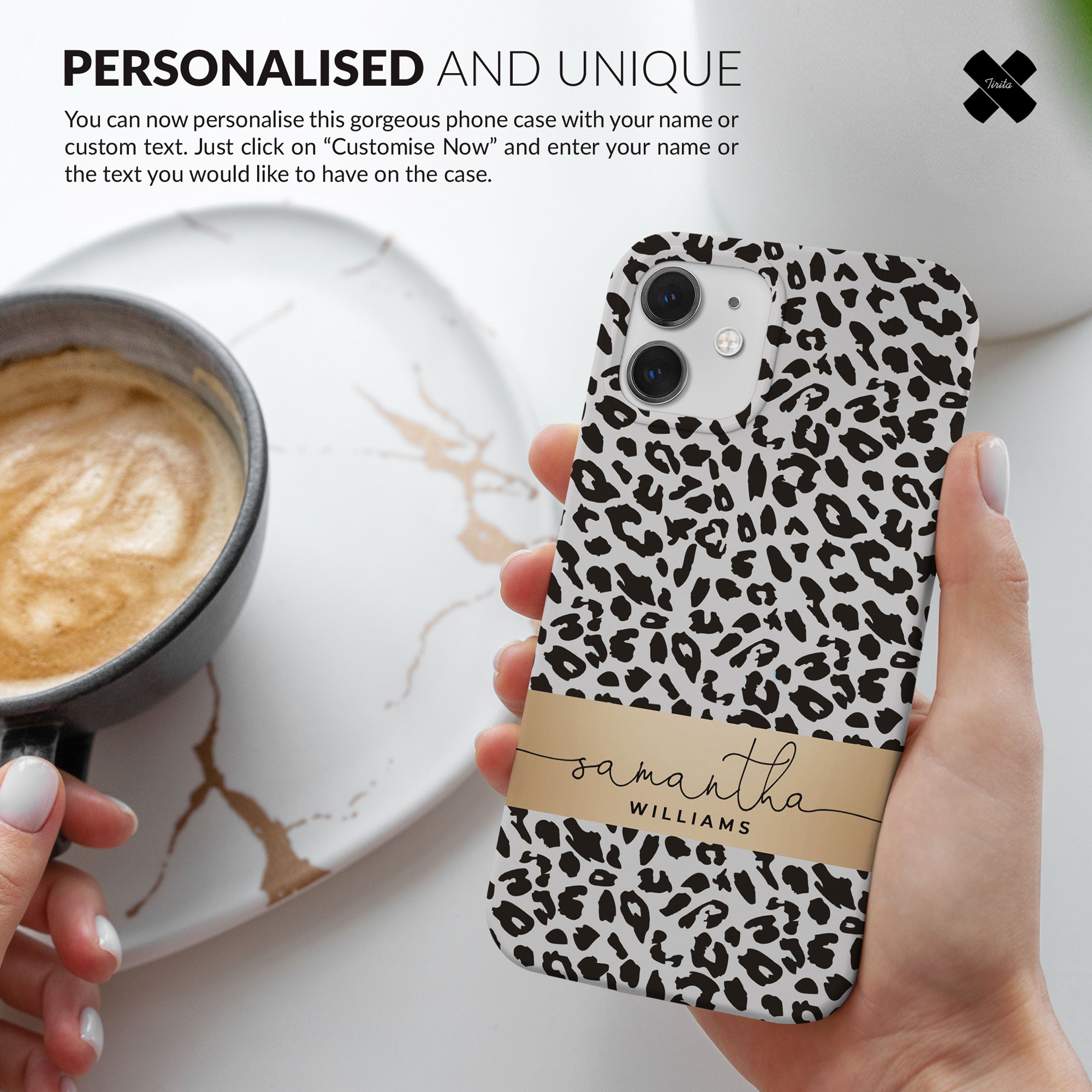 Personalised Hard Phone Case Custom Name Animal Print Leopard