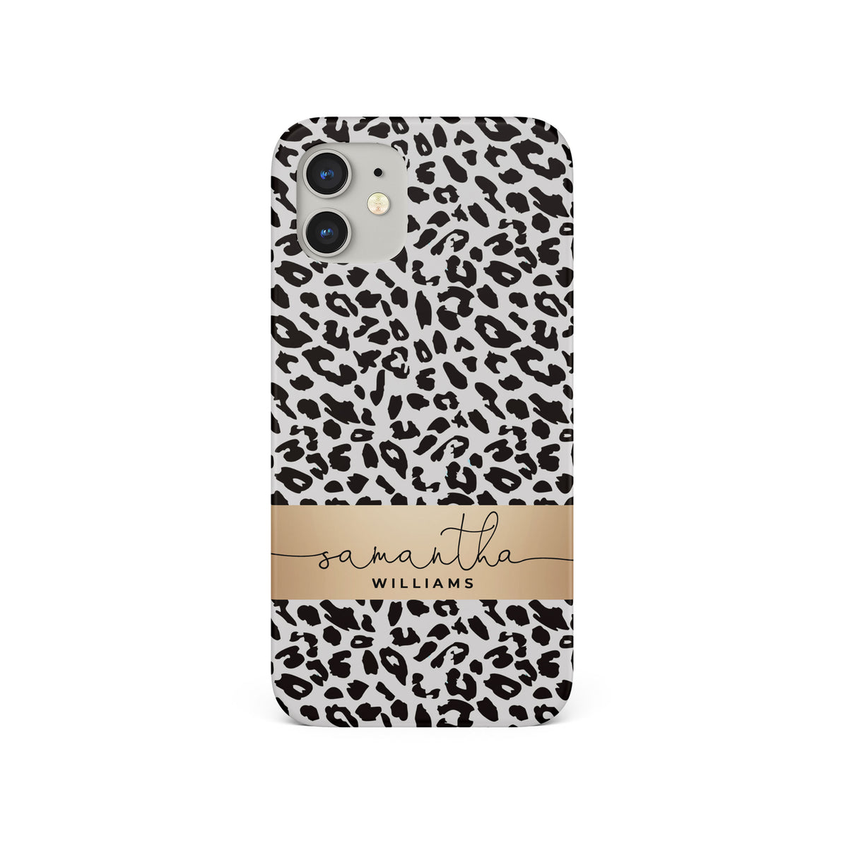 Personalised Hard Phone Case Custom Name Animal Print Leopard