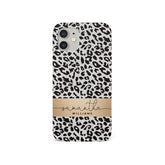 Personalised Hard Phone Case Custom Name Animal Print Leopard