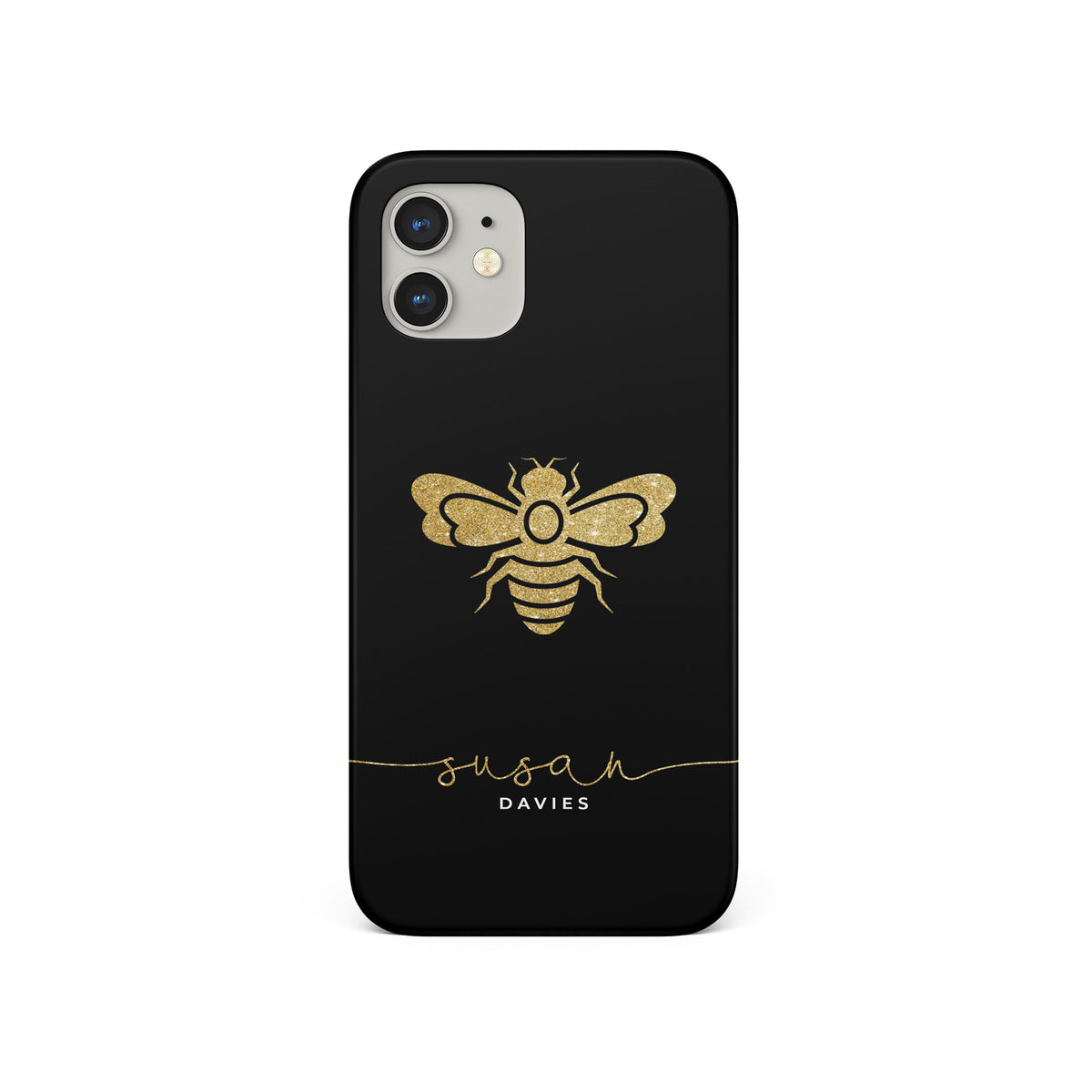 Personalised Hard Phone Case Custom Name Golden Honeybee Bumblebee