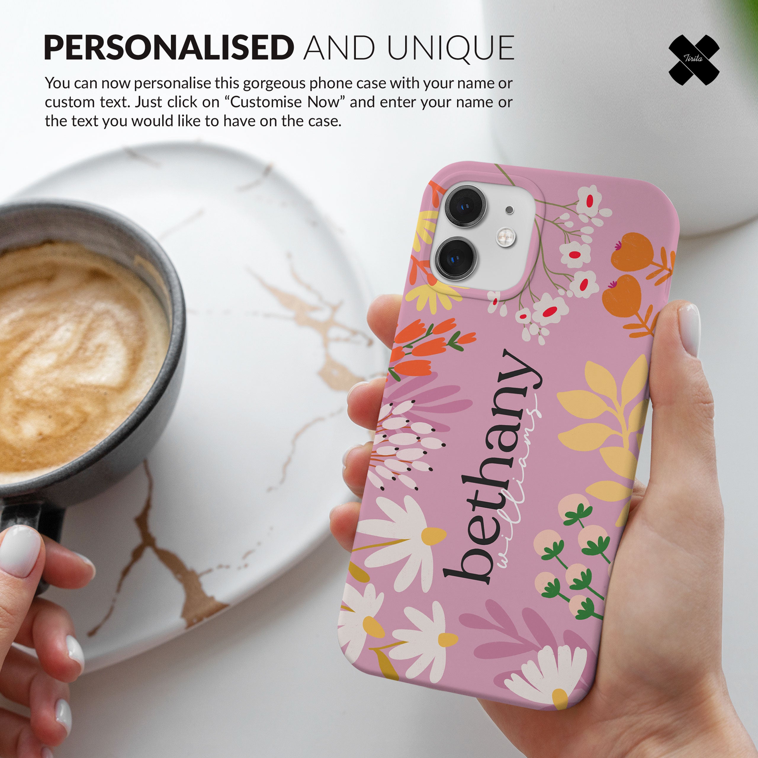 Personalised Hard Phone Case Spring Flowers Crayon