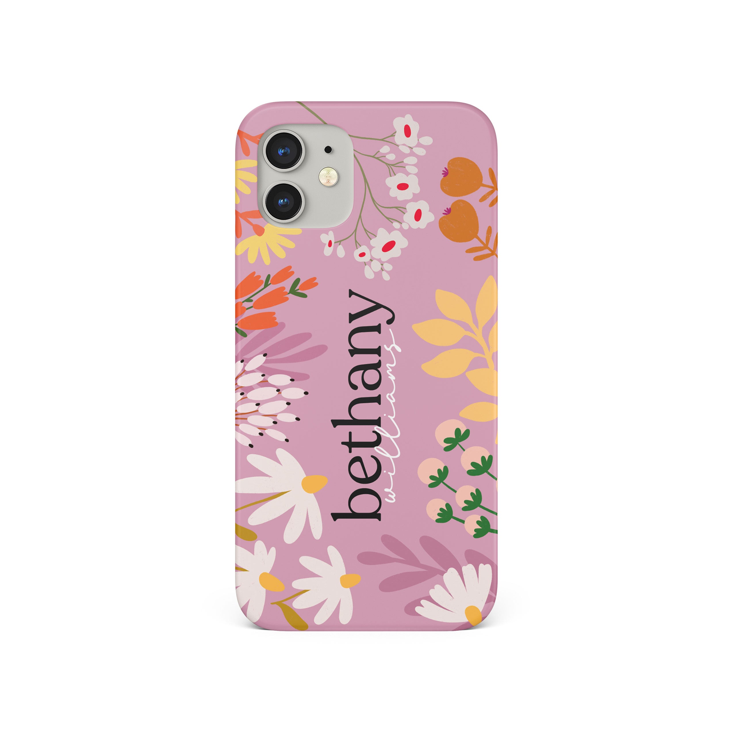 Personalised Hard Phone Case Spring Flowers Crayon