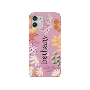 Personalised Hard Phone Case Spring Flowers Crayon