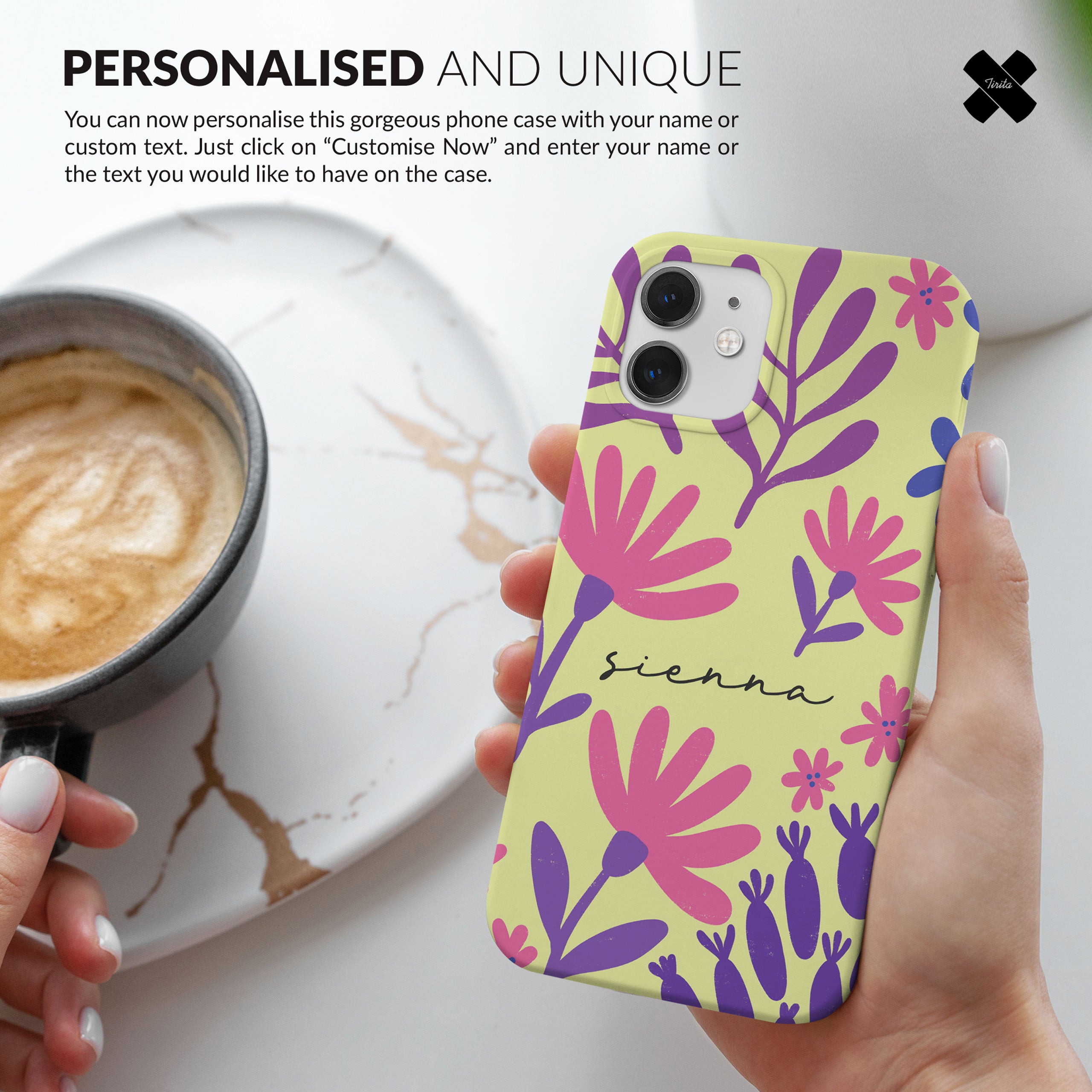 Personalised Hard Phone Case Flowers Simple Purple