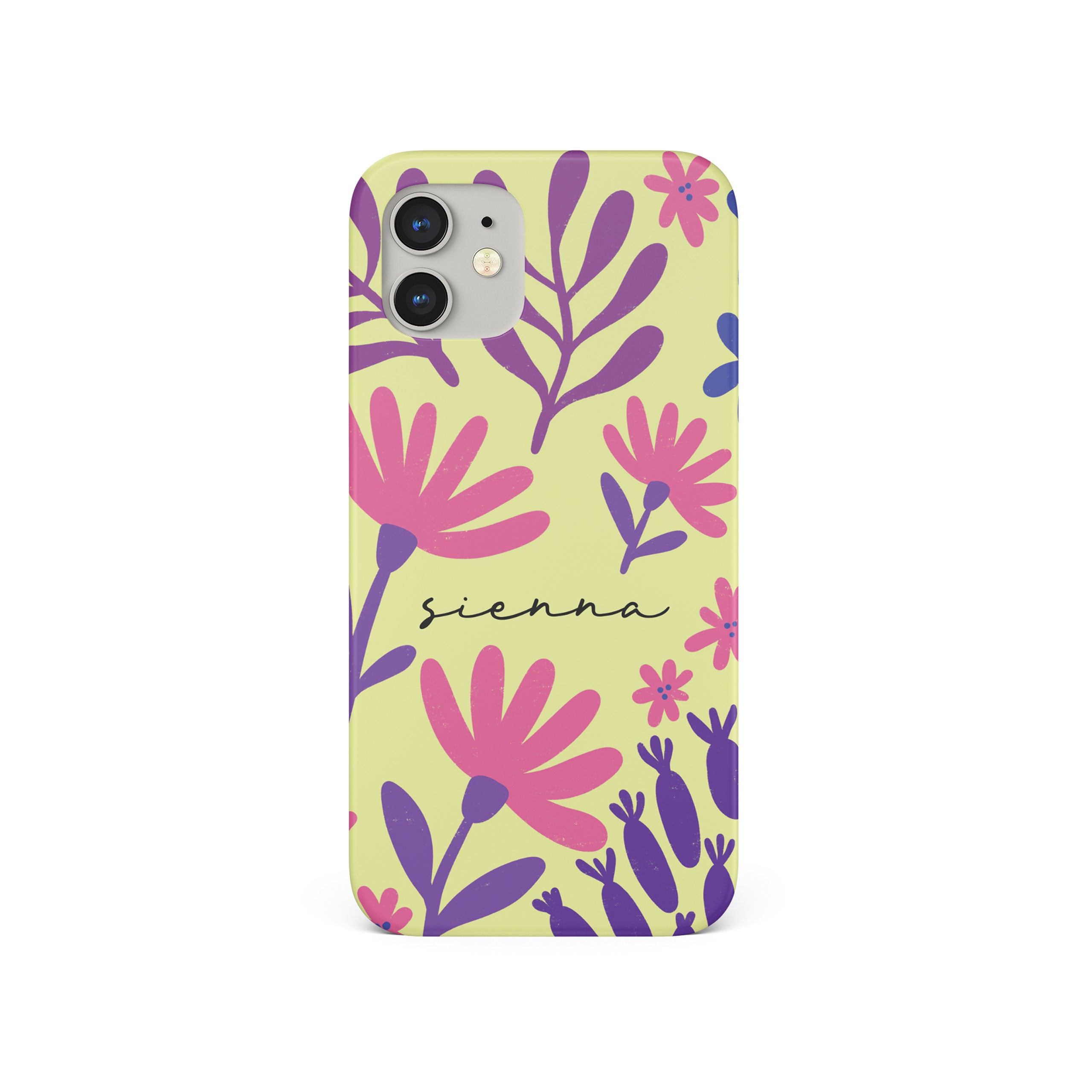 Personalised Hard Phone Case Flowers Simple Purple