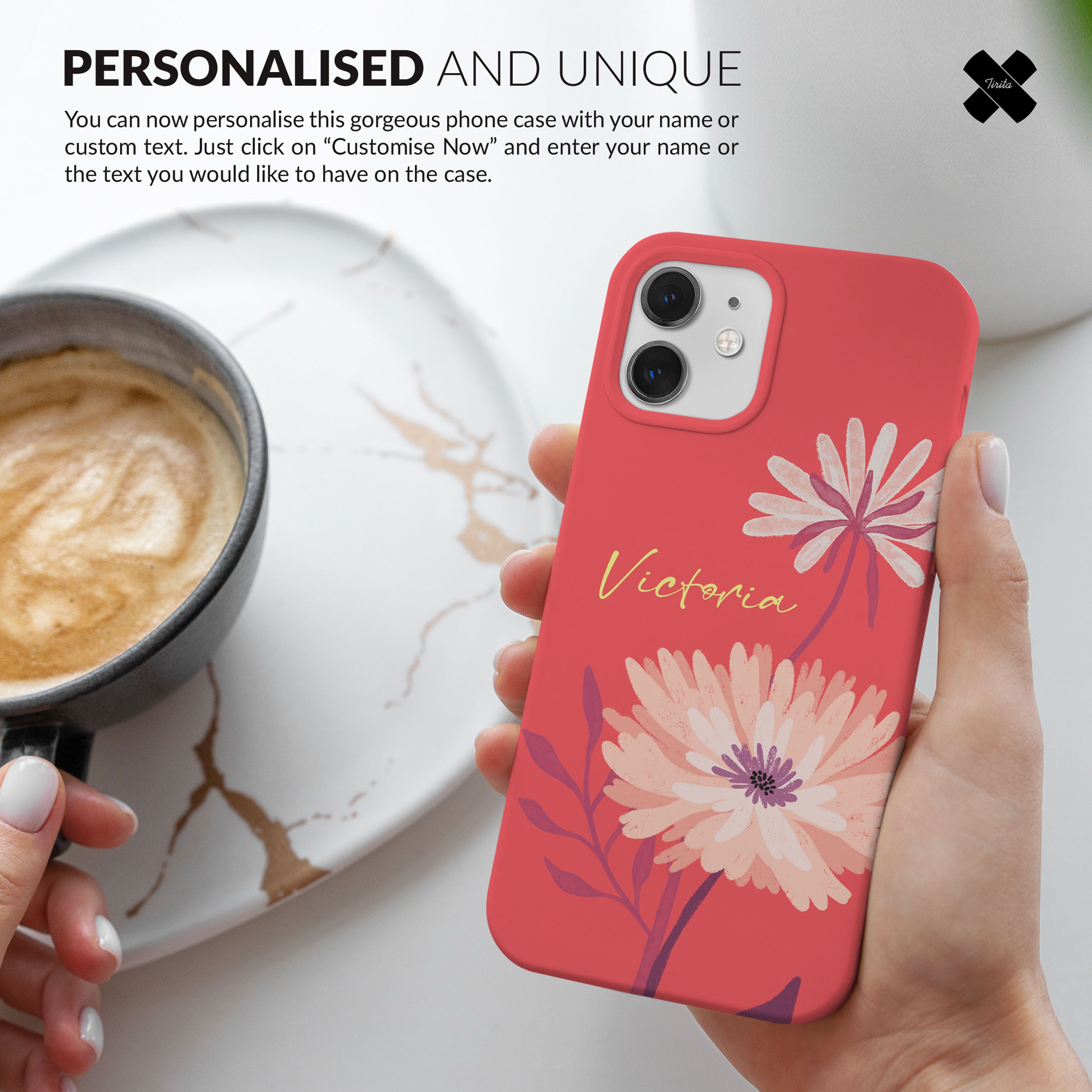 Personalised Hard Phone Case Salmon Red Flowers