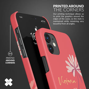 Personalised Hard Phone Case Salmon Red Flowers