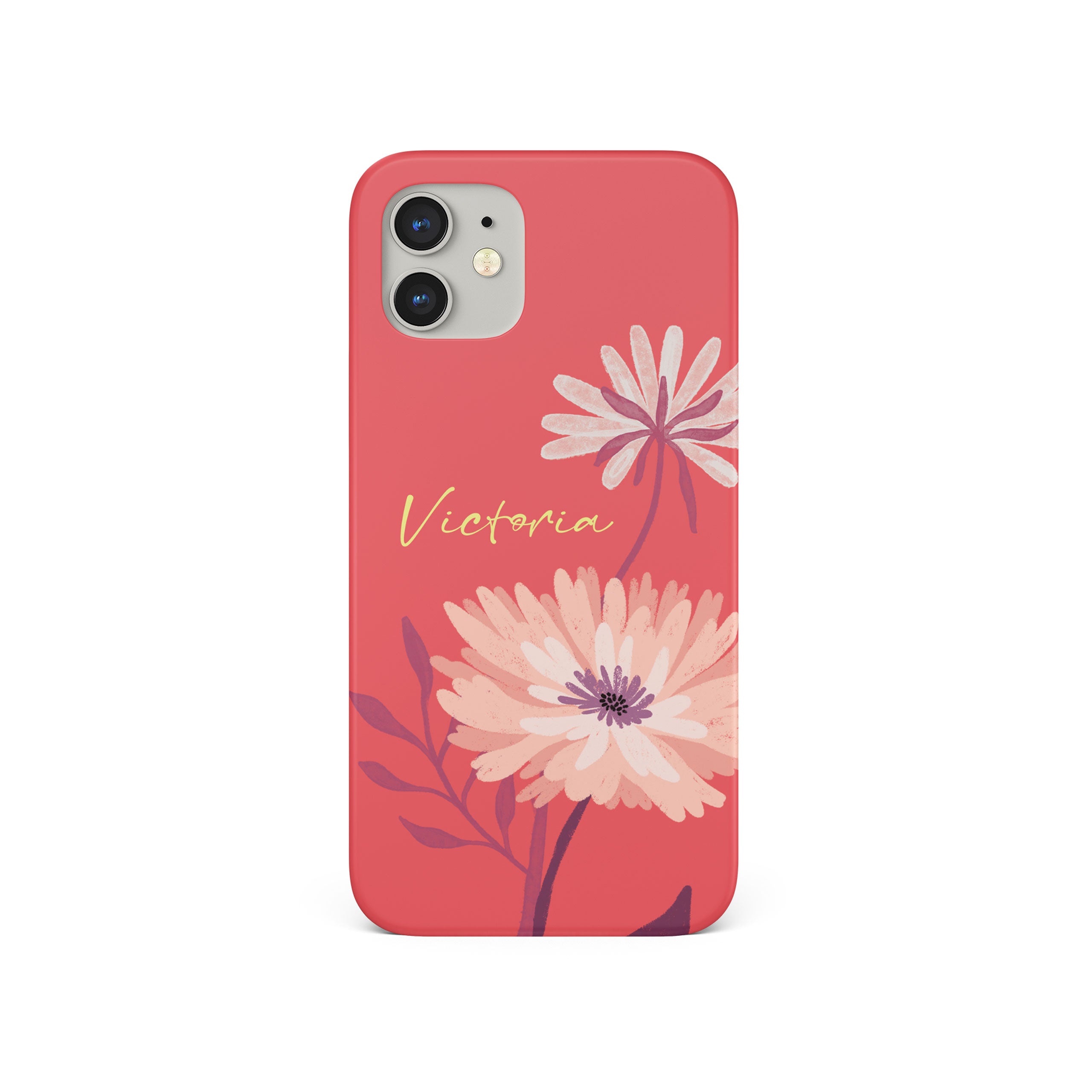 Personalised Hard Phone Case Salmon Red Flowers