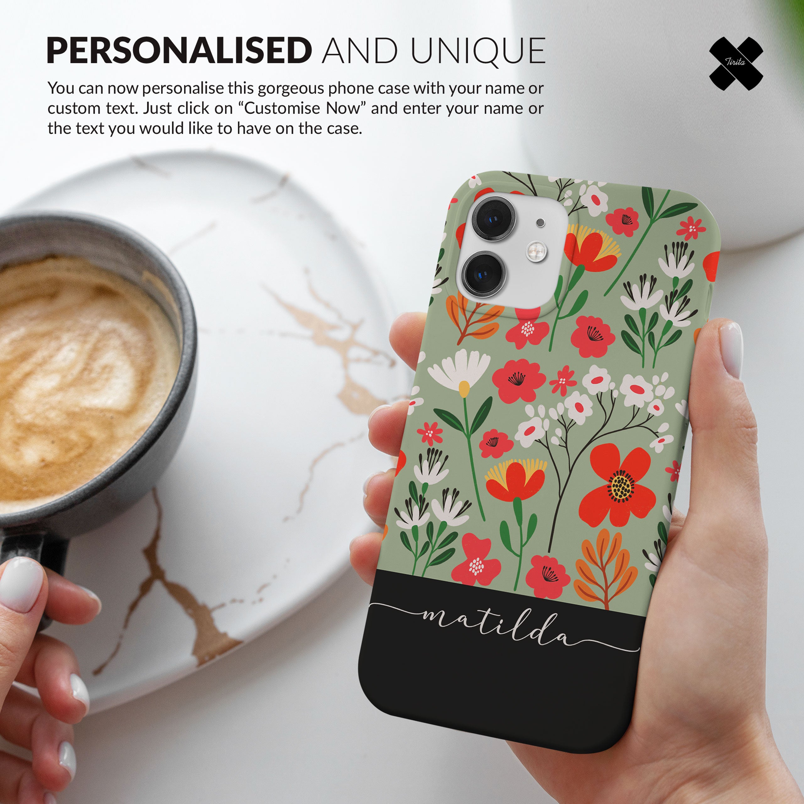 Personalised Hard Phone Case Floral Wild Flowers