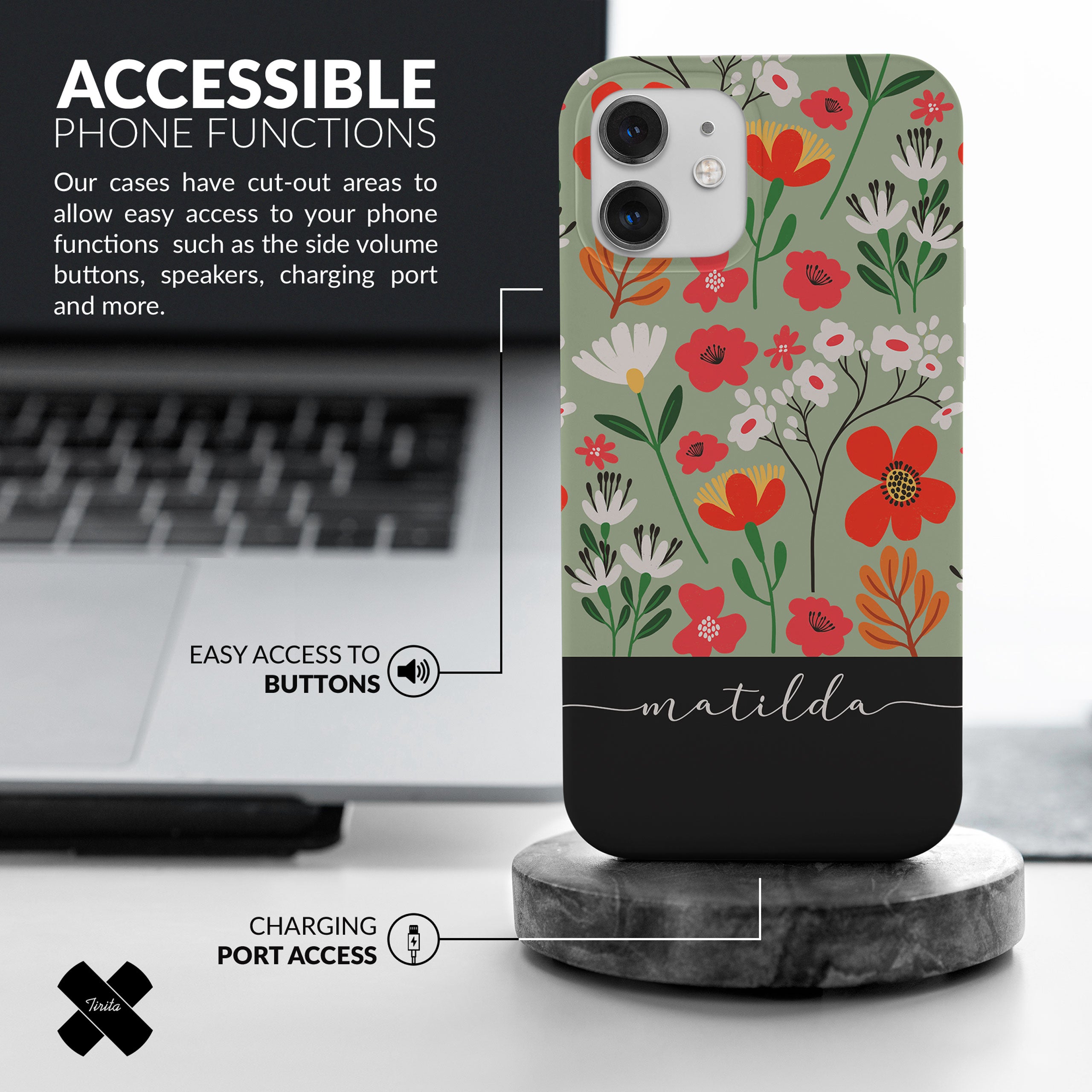 Personalised Hard Phone Case Floral Wild Flowers