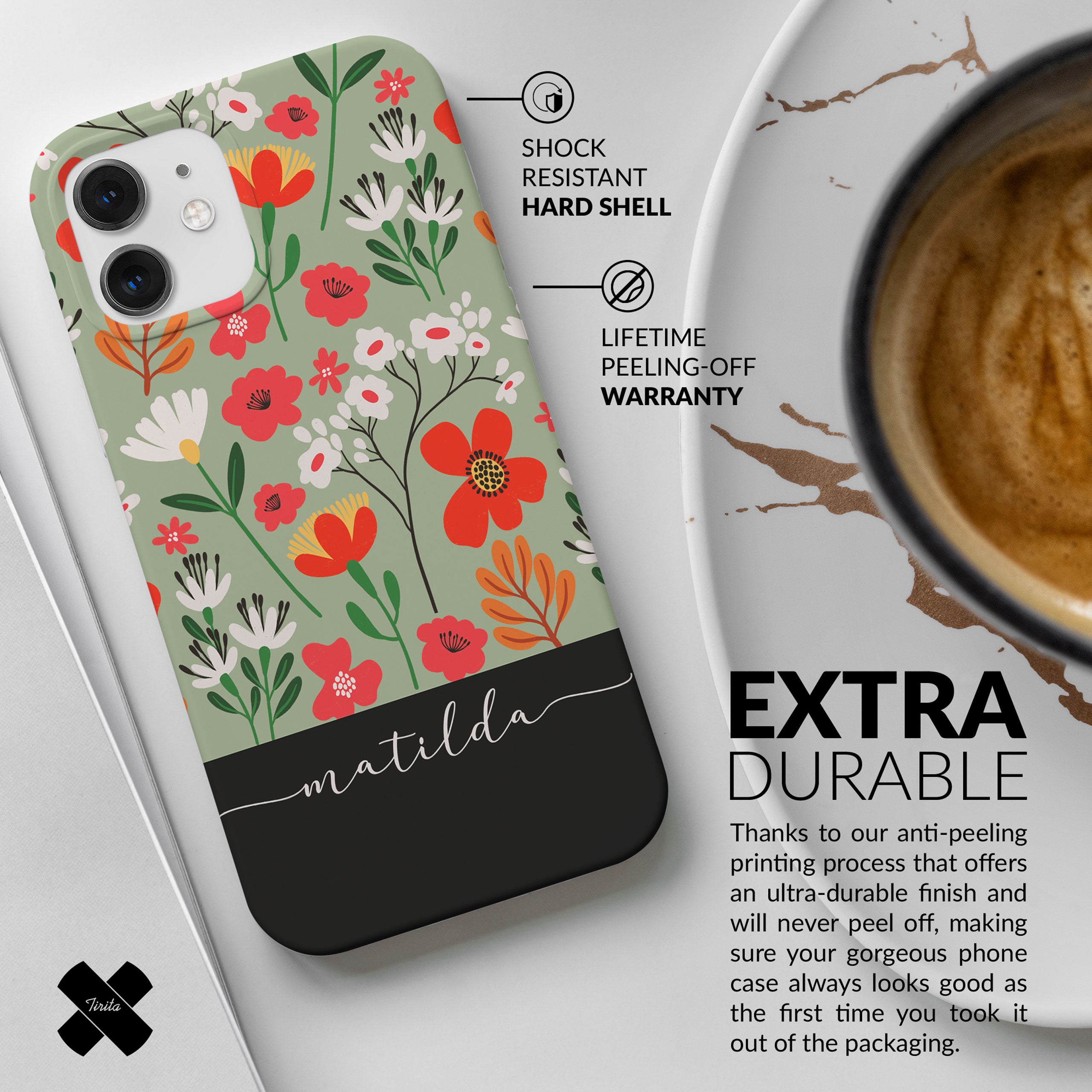 Personalised Hard Phone Case Floral Wild Flowers