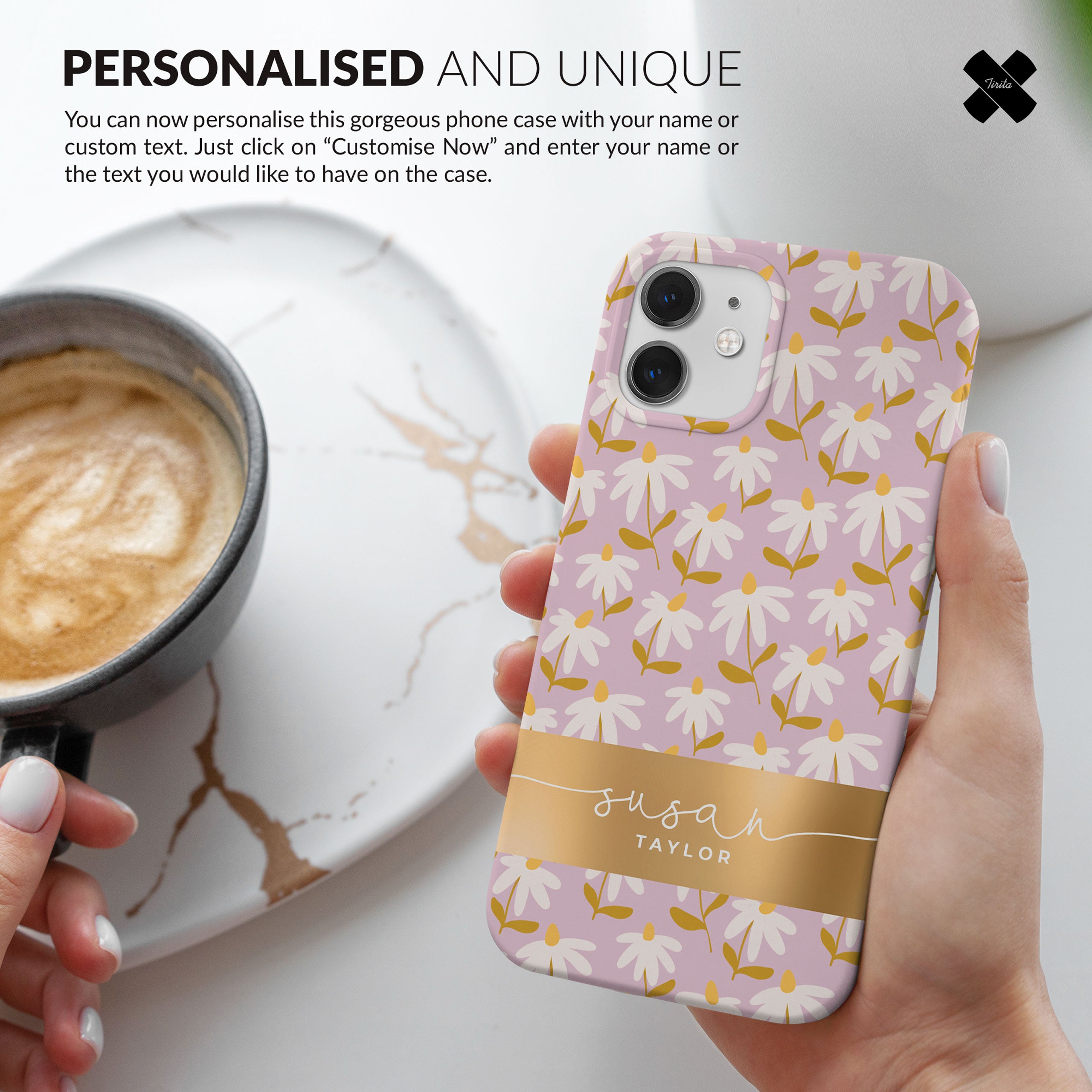 Personalised Hard Phone Case Camomile Flowers Simple