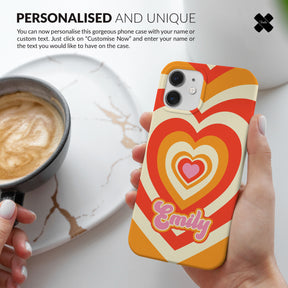 Personalised Hard Phone Case Heart Groovy Retro