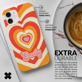 Personalised Hard Phone Case Heart Groovy Retro