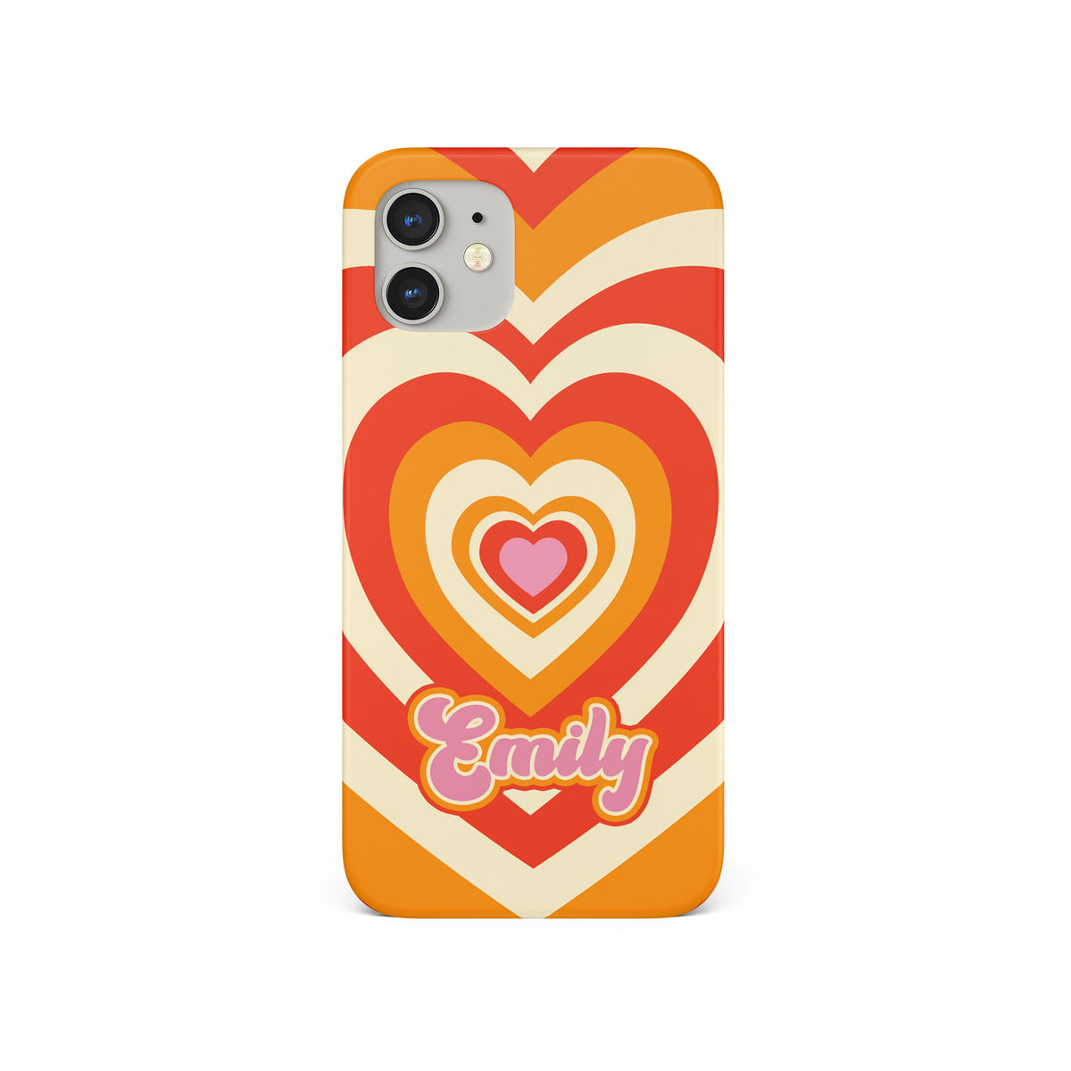 Personalised Hard Phone Case Heart Groovy Retro