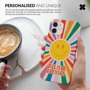 Personalised Hard Phone Case Sun Smile Retro Colourful