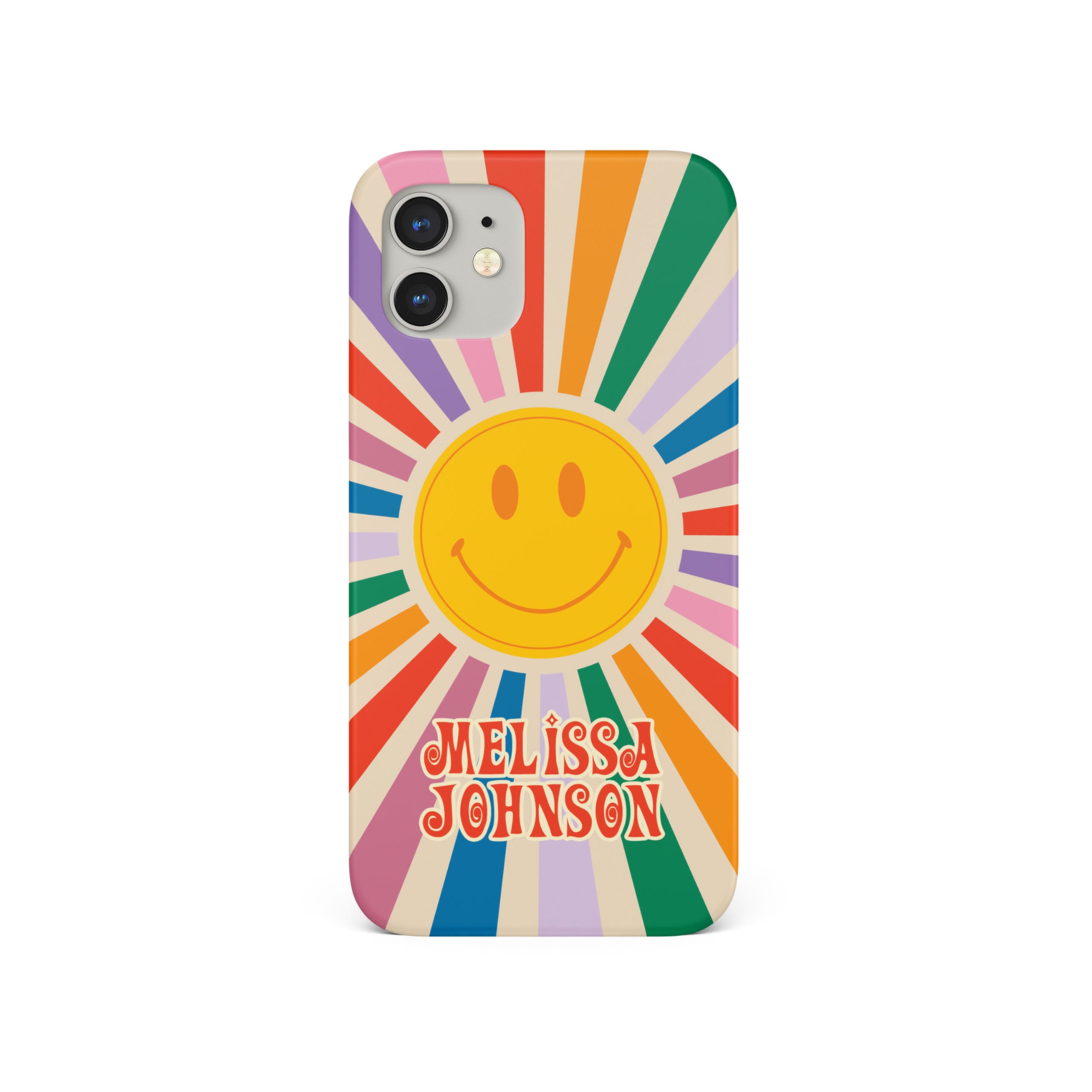 Personalised Hard Phone Case Sun Smile Retro Colourful