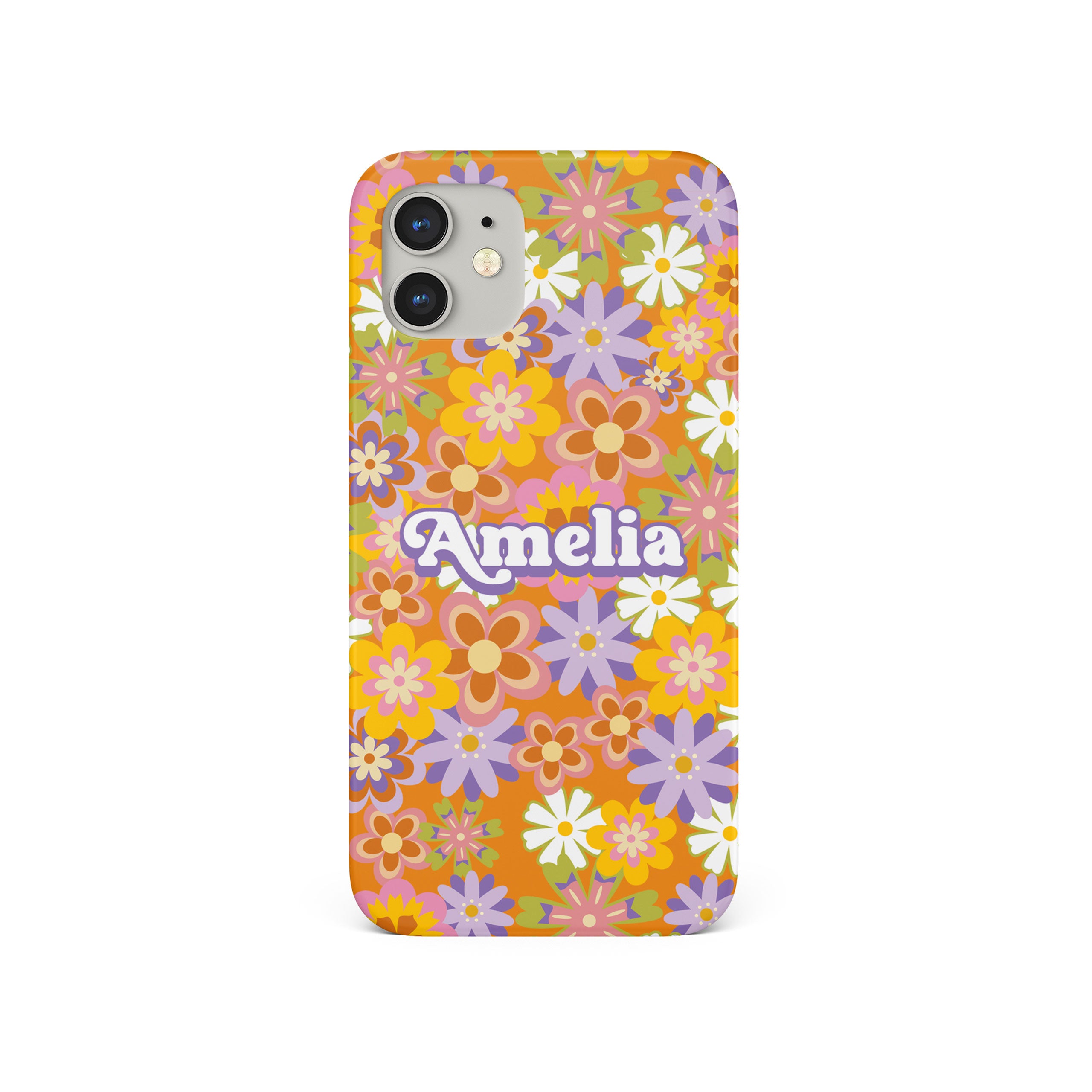 Personalised Hard Phone Case Retro Floral Hippie 70s