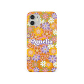 Personalised Hard Phone Case Retro Floral Hippie 70s