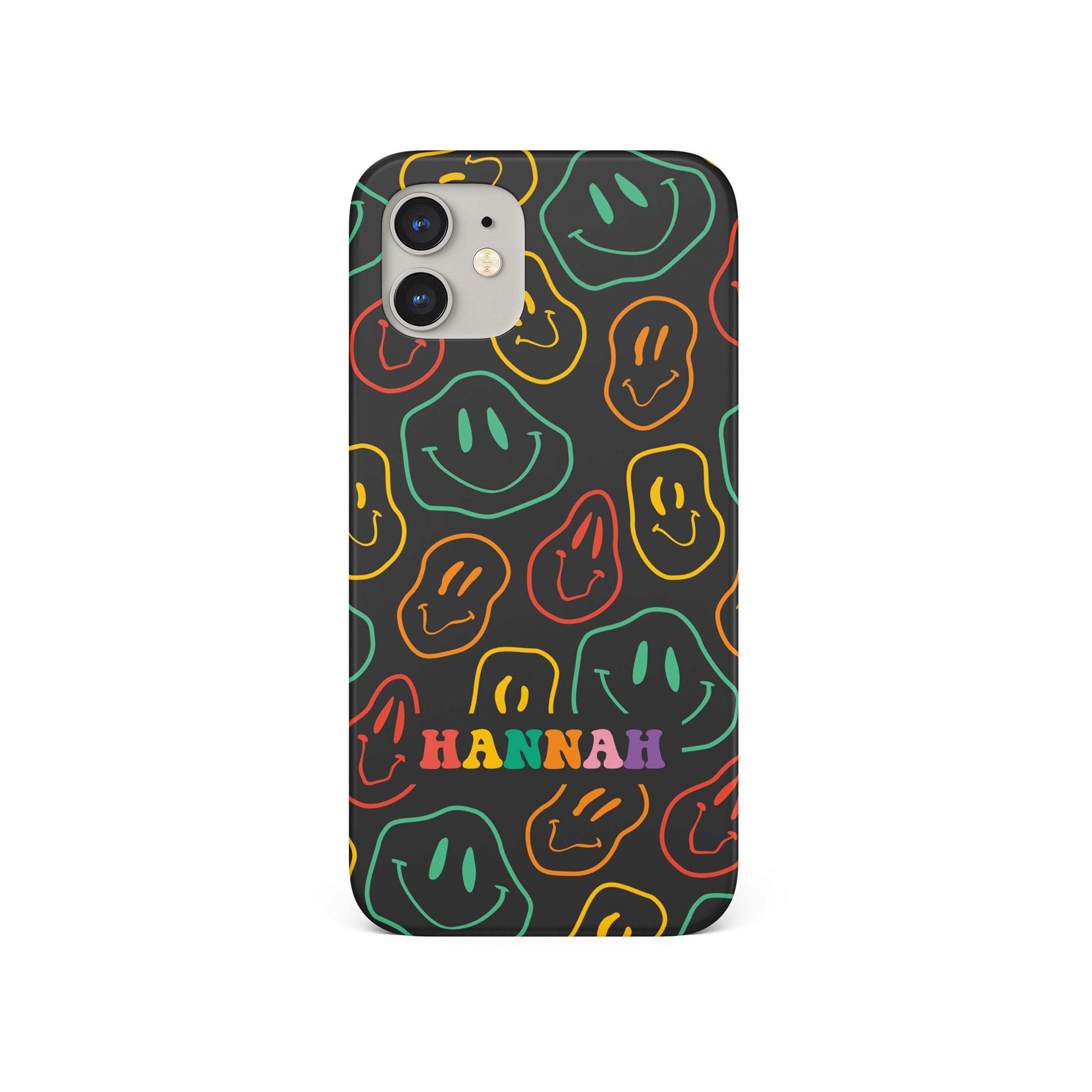 Personalised Hard Phone Case Trippy Smiling Faces Colourful