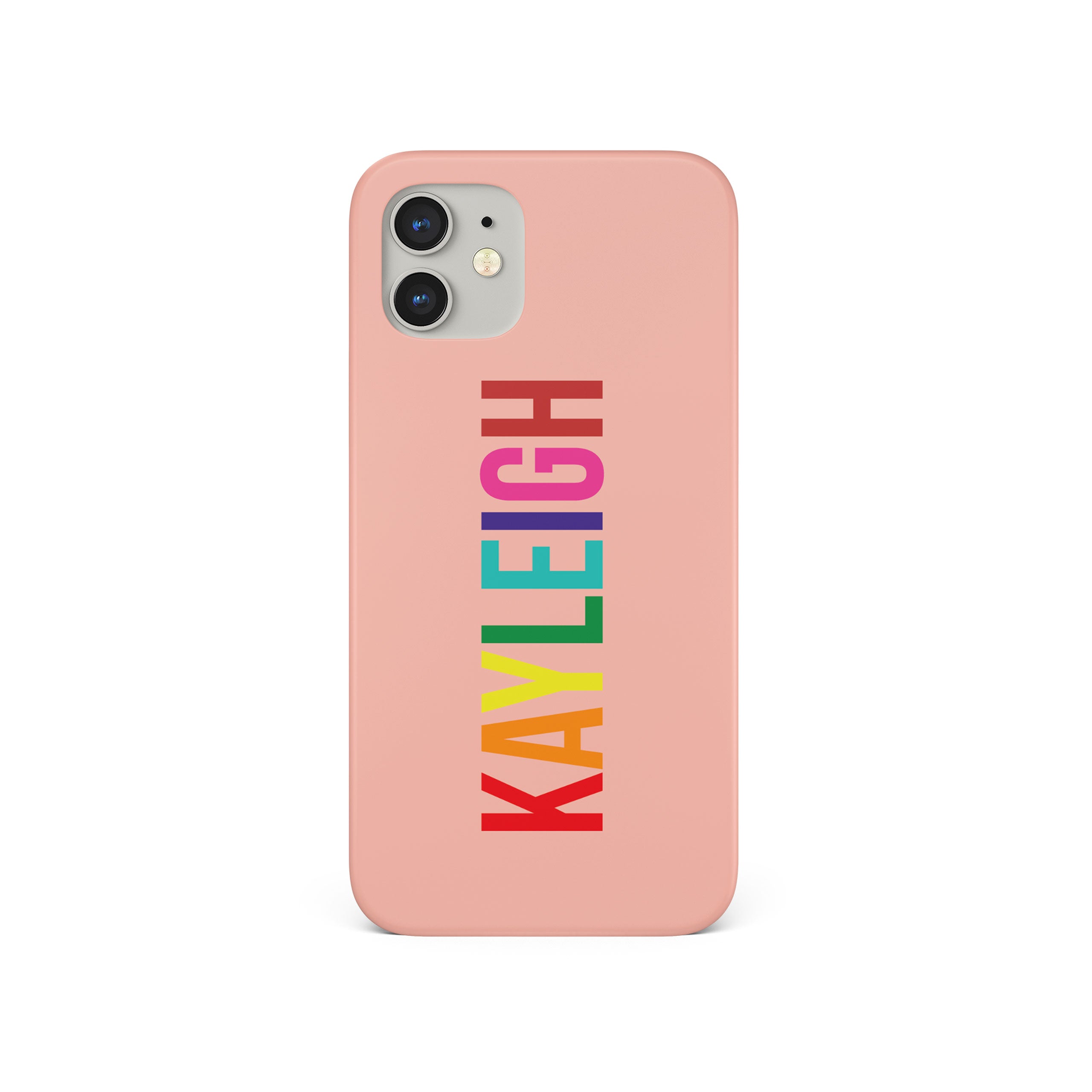 Personalised Hard Phone Case Rainbow Name on Pink