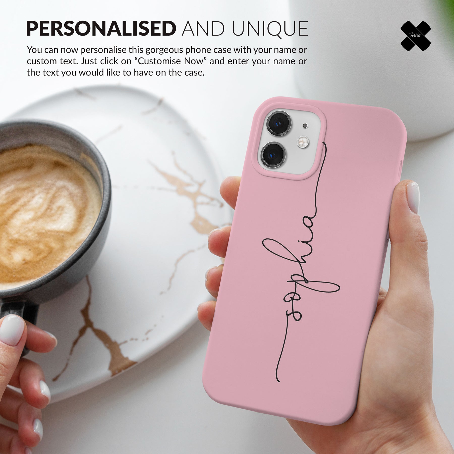 Personalised Hard Phone Case Name Handwritten on Pink