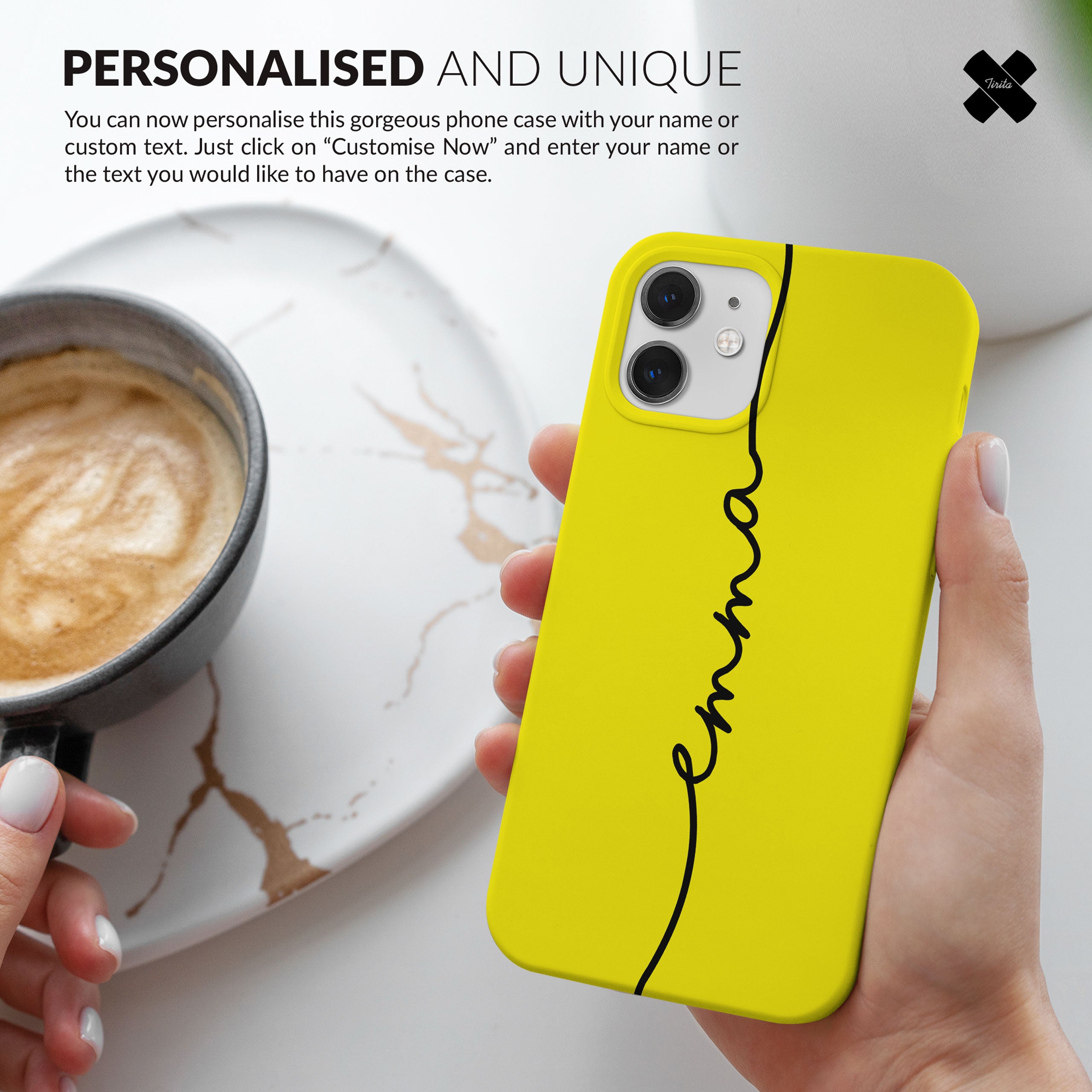 Personalised Hard Phone Case Neon Yellow Handwritten Name