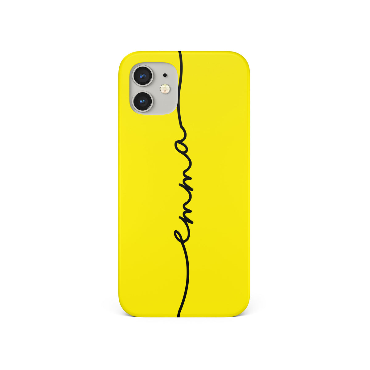 Personalised Hard Phone Case Neon Yellow Handwritten Name