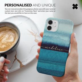 Personalised Hard Phone Case Ocean Blue Watercolour