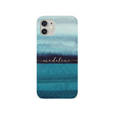 Personalised Hard Phone Case Ocean Blue Watercolour